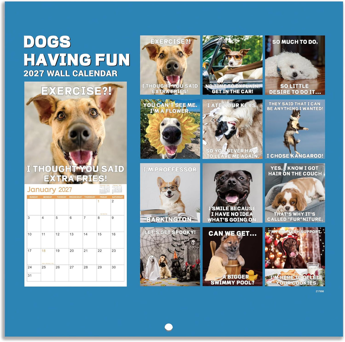 2027 Funny Dogs Wall Calendar
