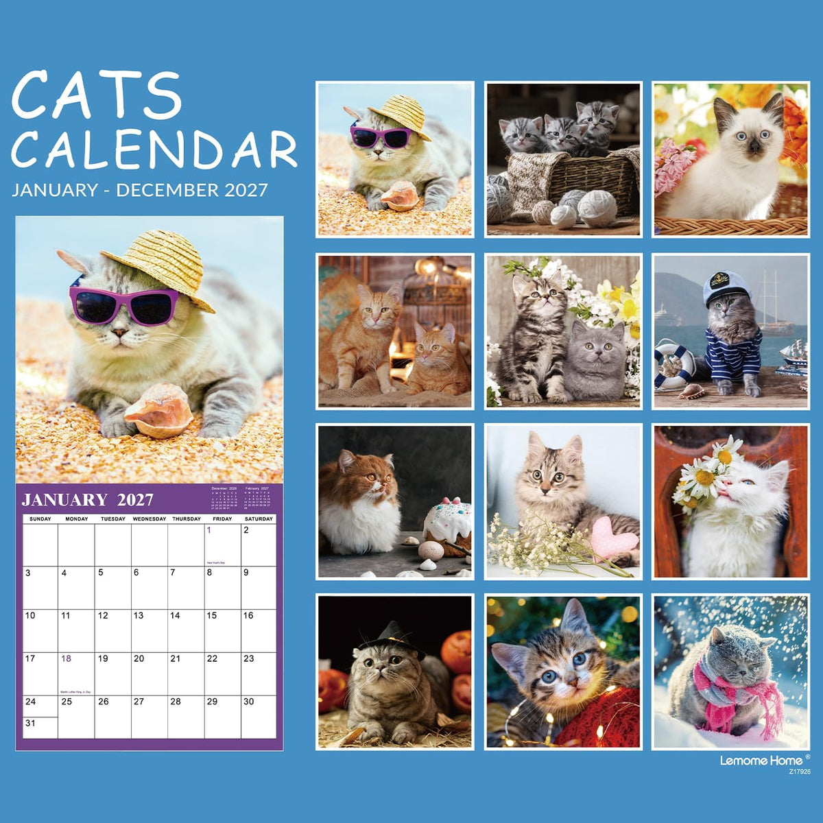 Cutie Cats 18-Month Wall Calendar (Jul 2026 - Dec 2027)