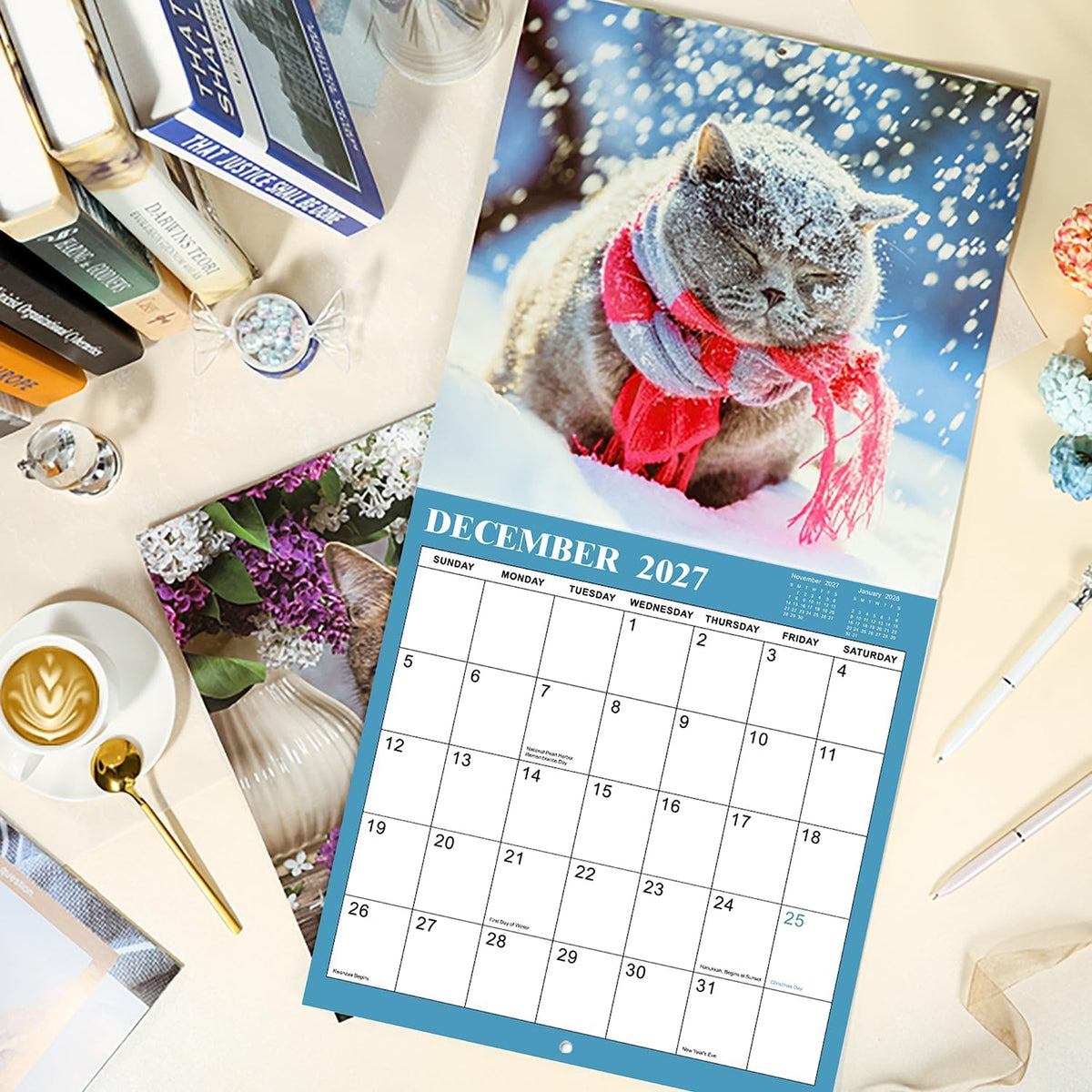 Cat Photo 18-Month Wall Calendar (Jul 2026 - Dec 2027)