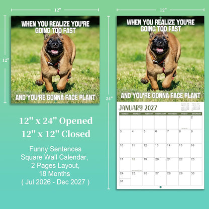 Silly Dogs 18-Month Wall Calendar (Jul 2026 - Dec 2027)