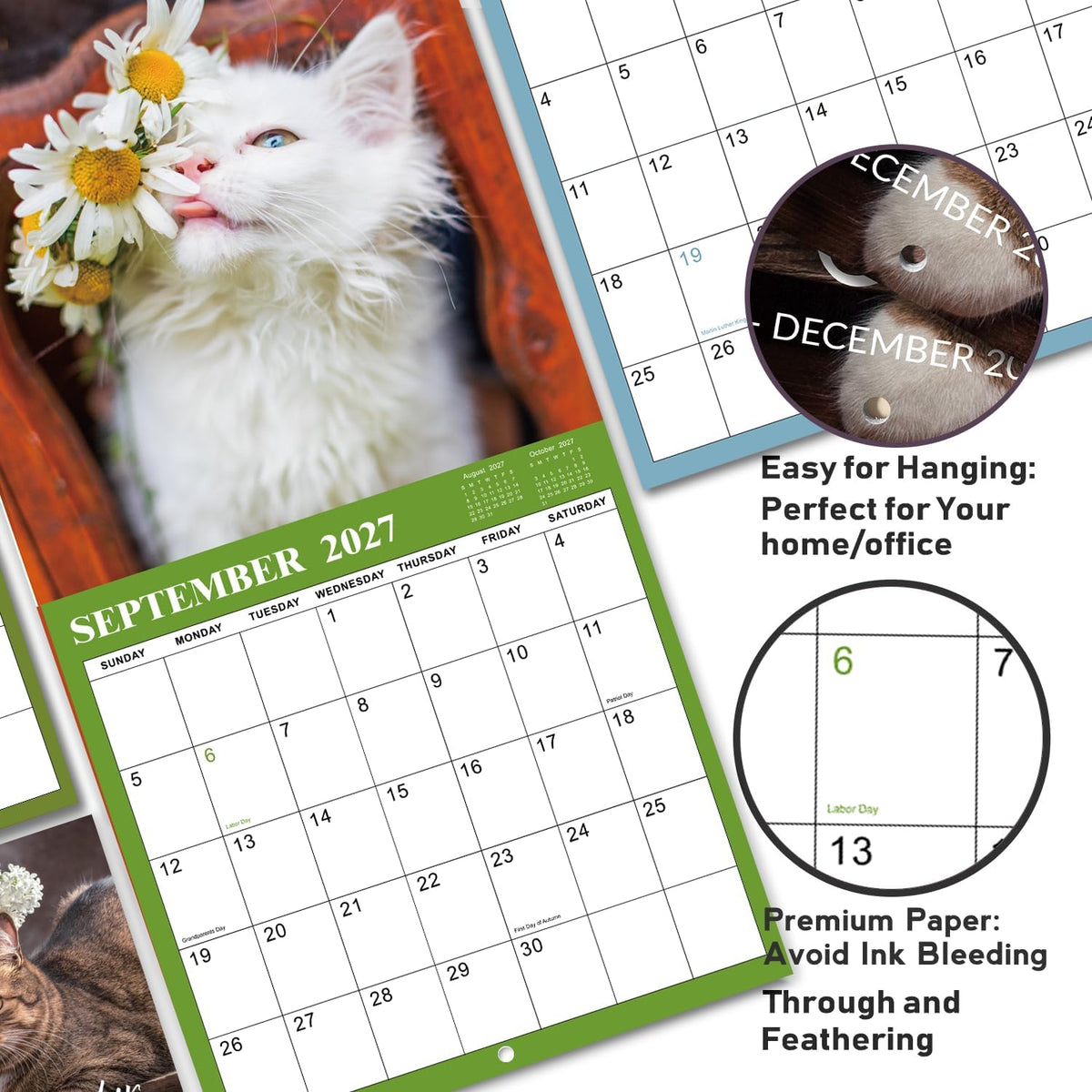 Cat Photo 18-Month Wall Calendar (Jul 2026 - Dec 2027)