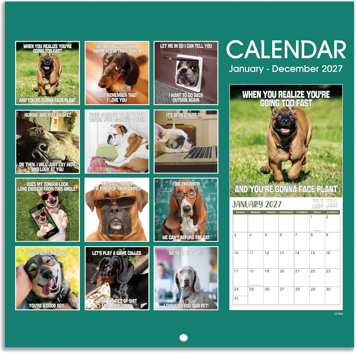 Silly Dogs 18-Month Wall Calendar (Jul 2026 - Dec 2027)