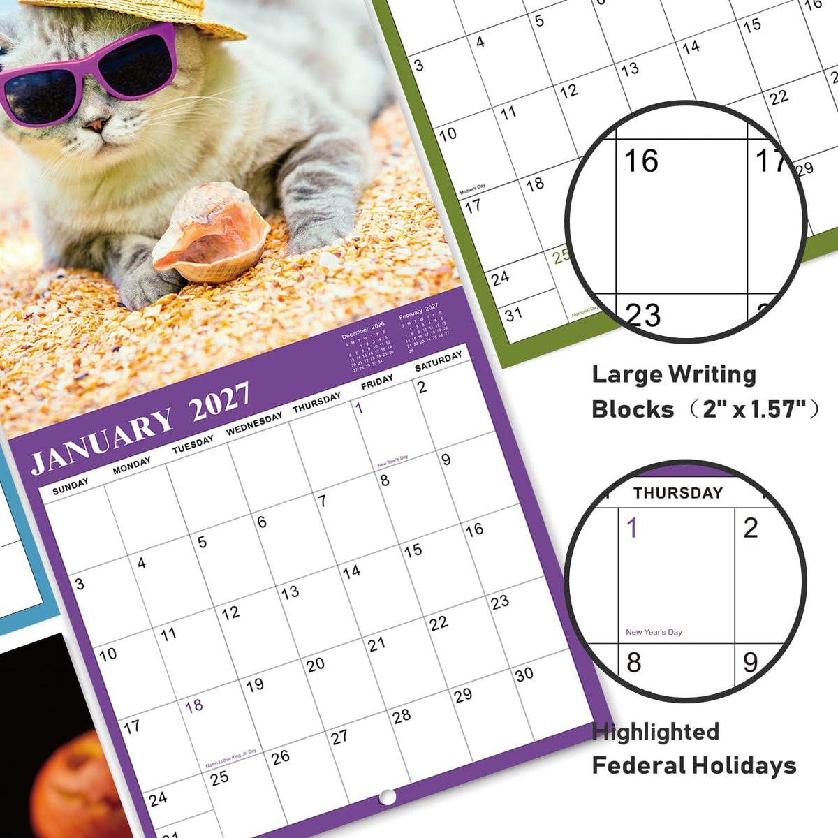 Cat Photo 18-Month Wall Calendar (Jul 2026 - Dec 2027)