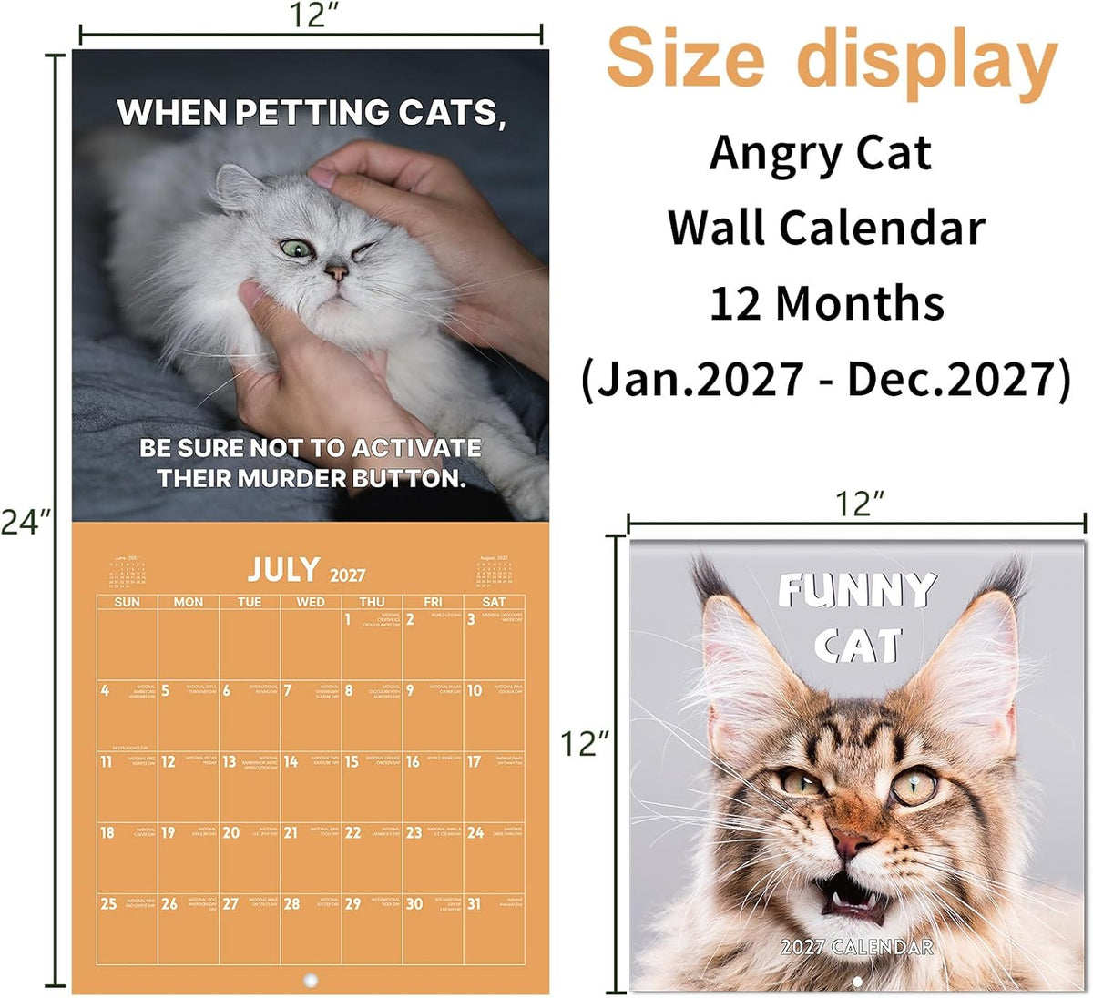 2027 Funny Cats Wall Calendar